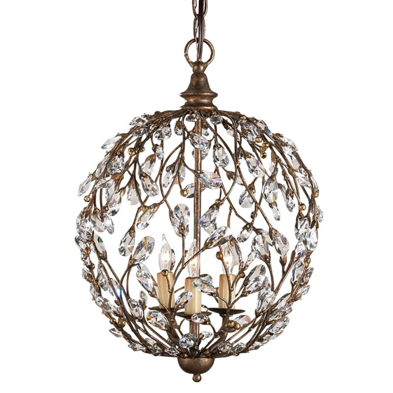 【CURREY】アメリカ・クリスタルシャンデリア 3灯「Crystal Bud」ゴールド（φ330×H457mm）