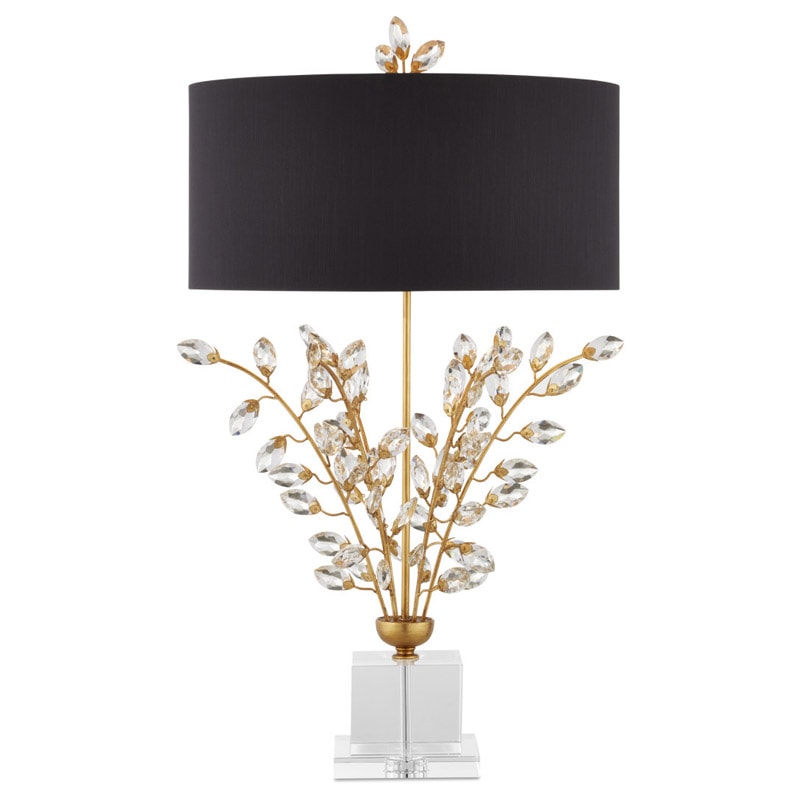 【CURREY】アメリカ・クリスタルテーブルライト 2灯「Forget-Me-Not」ゴールド×ブラック（W482×H819mm）