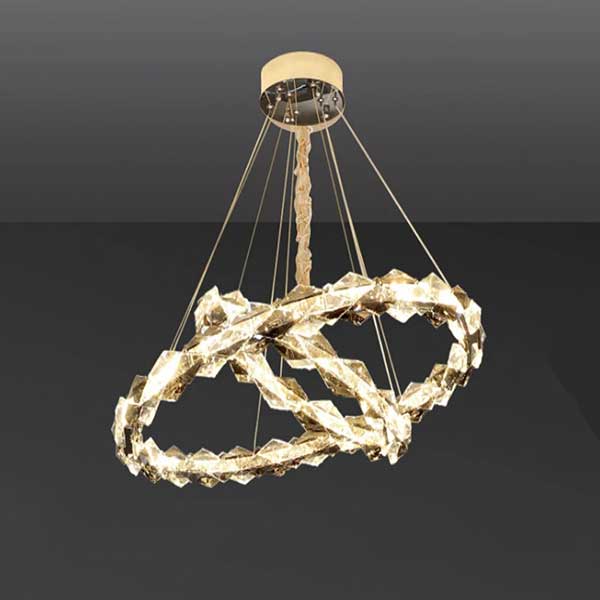 デザイン照明　モダン　クリスタルリングペンダントライト　ゴールド（φ400～800mm）