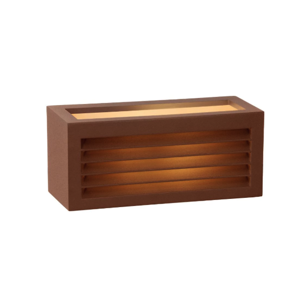 【LUCIDE】ベルギー デザイン照明 インドア／アウトドアウォールライト「DIMO」Brown 1灯（W250×D108×H110mm）