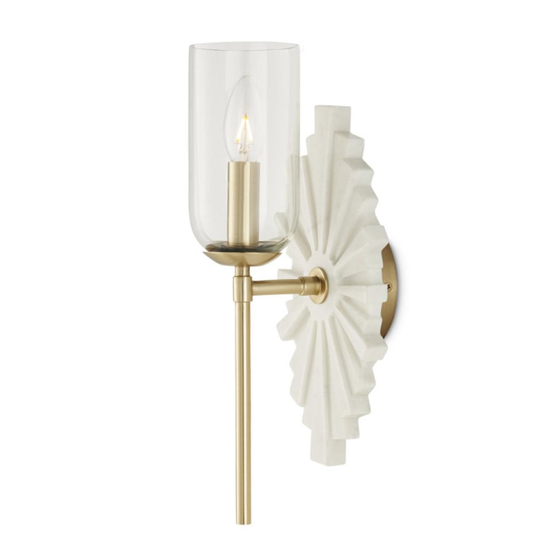 【CURREY】アメリカ・ウォールライト 1灯「Benthos」ホワイト×ゴールド（W150×D150×H380mm）