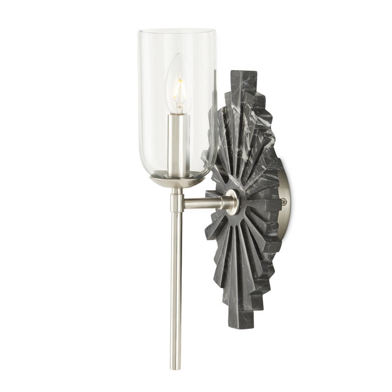 【CURREY】アメリカ・ウォールライト 1灯「Benthos」ブラック×シルバー（W150×D150×H380mm）