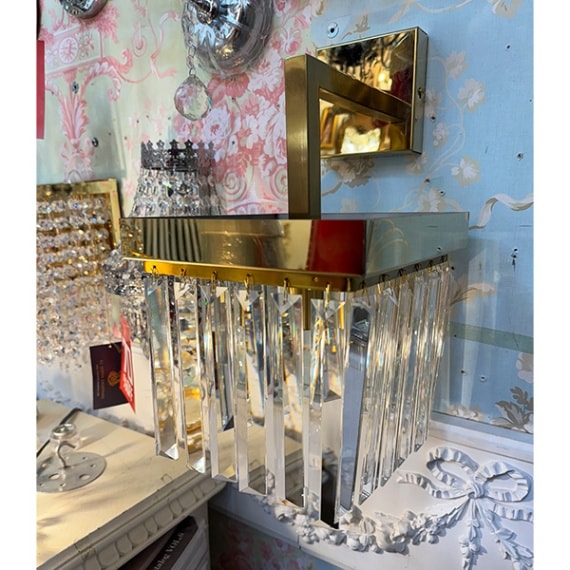 【1台在庫有！】デザイン照明　モダンクリスタルウォールライト　ゴールド（W200×D230×H350mm）