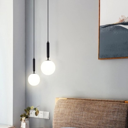 【リーズナブル】【IANLOV】ガラスシェードペンダントライト 1灯　ゴールド/ブラック (Φ150mm )