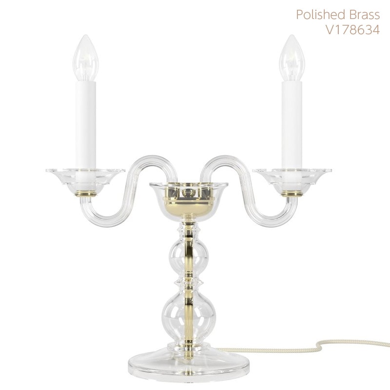 【Preciosa】「Eugene M」クリスタルテーブルライト 2灯 ゴールド／クローム（W400×D170×H400mm）