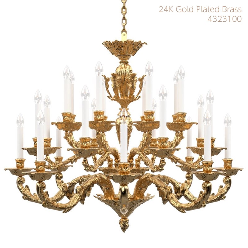 【Preciosa】「Louis L」シャンデリア 24灯 24kゴールド（W1110×H930mm）