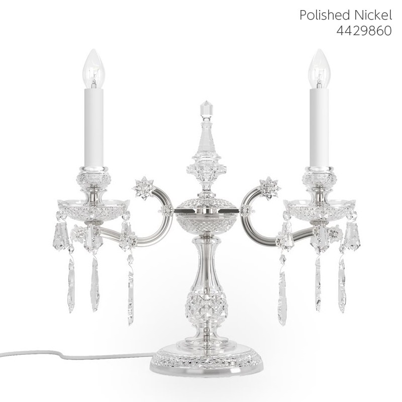 【Preciosa】「Maria Theresa」クリスタルテーブルライト 2灯 クローム（W450×D170×H490mm）