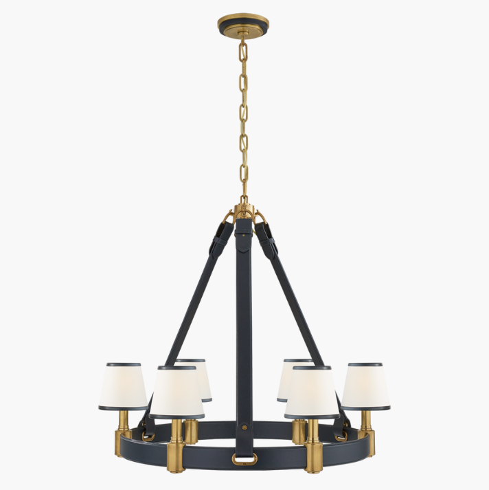 アメリカ・モダンシャンデリア「Riley Medium Ring Chandelier」6灯　ネイビー（φ915×H813mm）