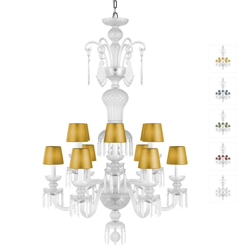 【Preciosa】「Rudolf S CONTEMPORARY COLOUR」シェードクリスタルシャンデリア 12灯 クローム（W840×H1340mm）