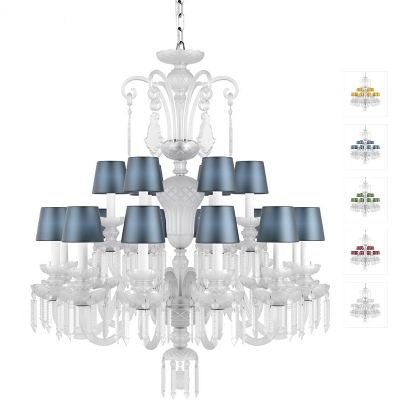 【Preciosa】「Rudolf M CONTEMPORARY COLOUR」シェードクリスタルシャンデリア 18灯 クローム（W940×H1130mm）