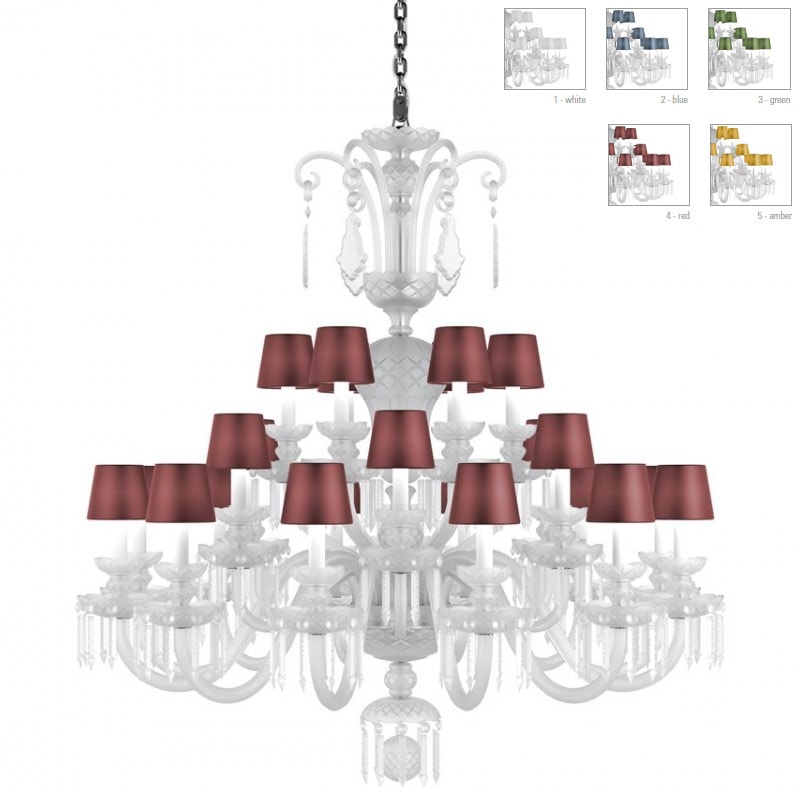 【Preciosa】「Rudolf L CONTEMPORARY COLOUR」シェードクリスタルシャンデリア 24灯 クローム（W1230×H1310mm）