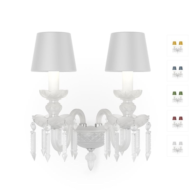 【Preciosa】「Rudolf S CONTEMPORARY COLOUR」シェードクリスタルウォールライト 2灯 クローム（W320×D210×H380mm）