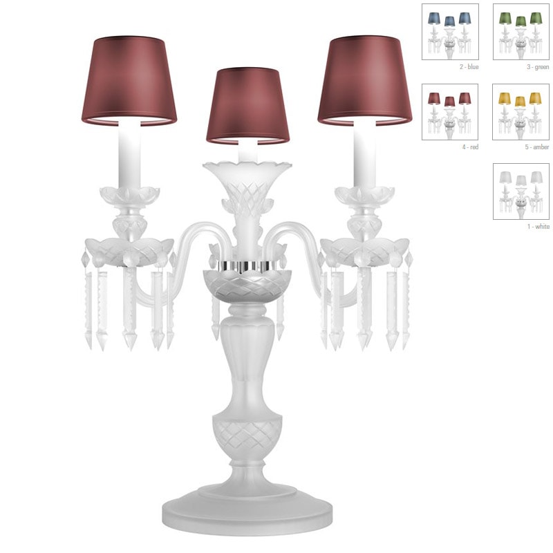 【Preciosa】「Rudolf M CONTEMPORARY COLOUR」シェードクリスタルテーブルライト 3灯 クローム（W460×H630mm）