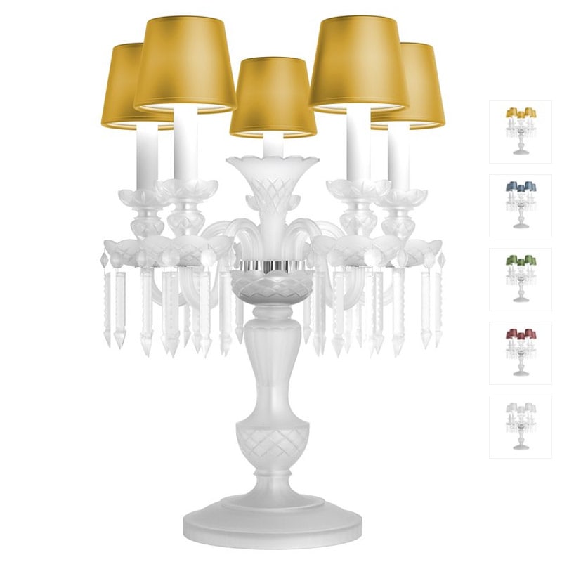 【Preciosa】「Rudolf L CONTEMPORARY COLOUR」シェードクリスタルテーブルライト 5灯 クローム（W460×H630mm）