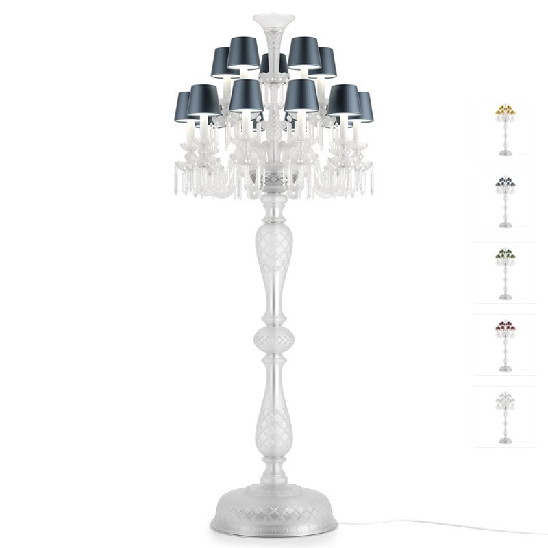 【Preciosa】「Rudolf CONTEMPORARY COLOUR」シェードクリスタルフロアライト 15灯 クローム（W730×H1850mm）