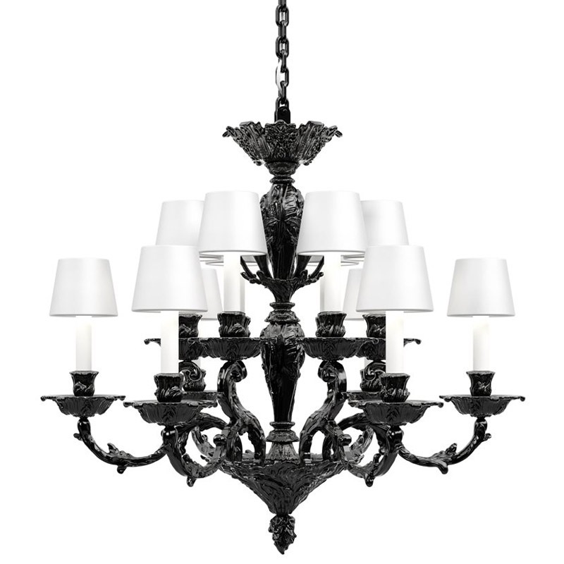 【Preciosa】「Louis S CONTEMPORARY COLOUR」シャンデリア 12灯 ブラック（W850×H780mm）