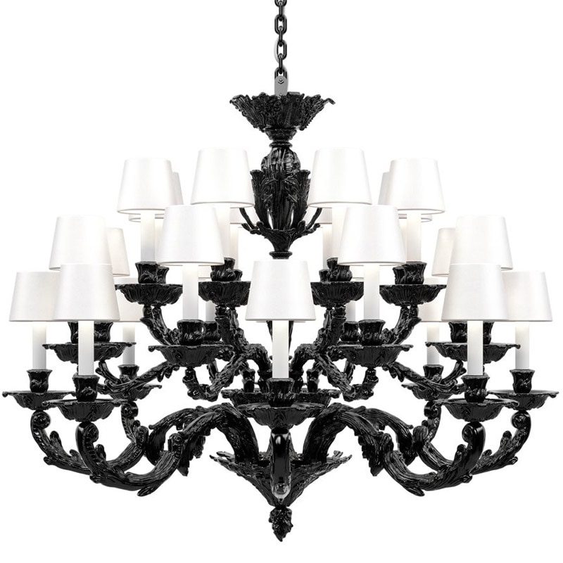 【Preciosa】「Louis L CONTEMPORARY COLOUR」シャンデリア 24灯 ブラック（W1110×H930mm）