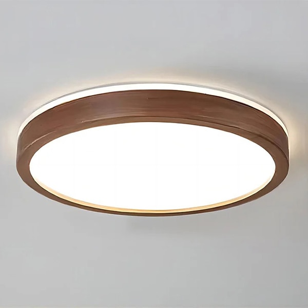 デザイン照明　モダンウッドシーリングライト　ラウンド　ブラウン（φ300／400／500mm）