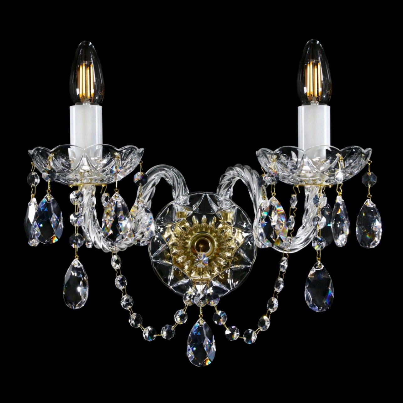 【ART GLASS】クリスタルウォールランプ「FARRAH」2灯(W400×H340mm)