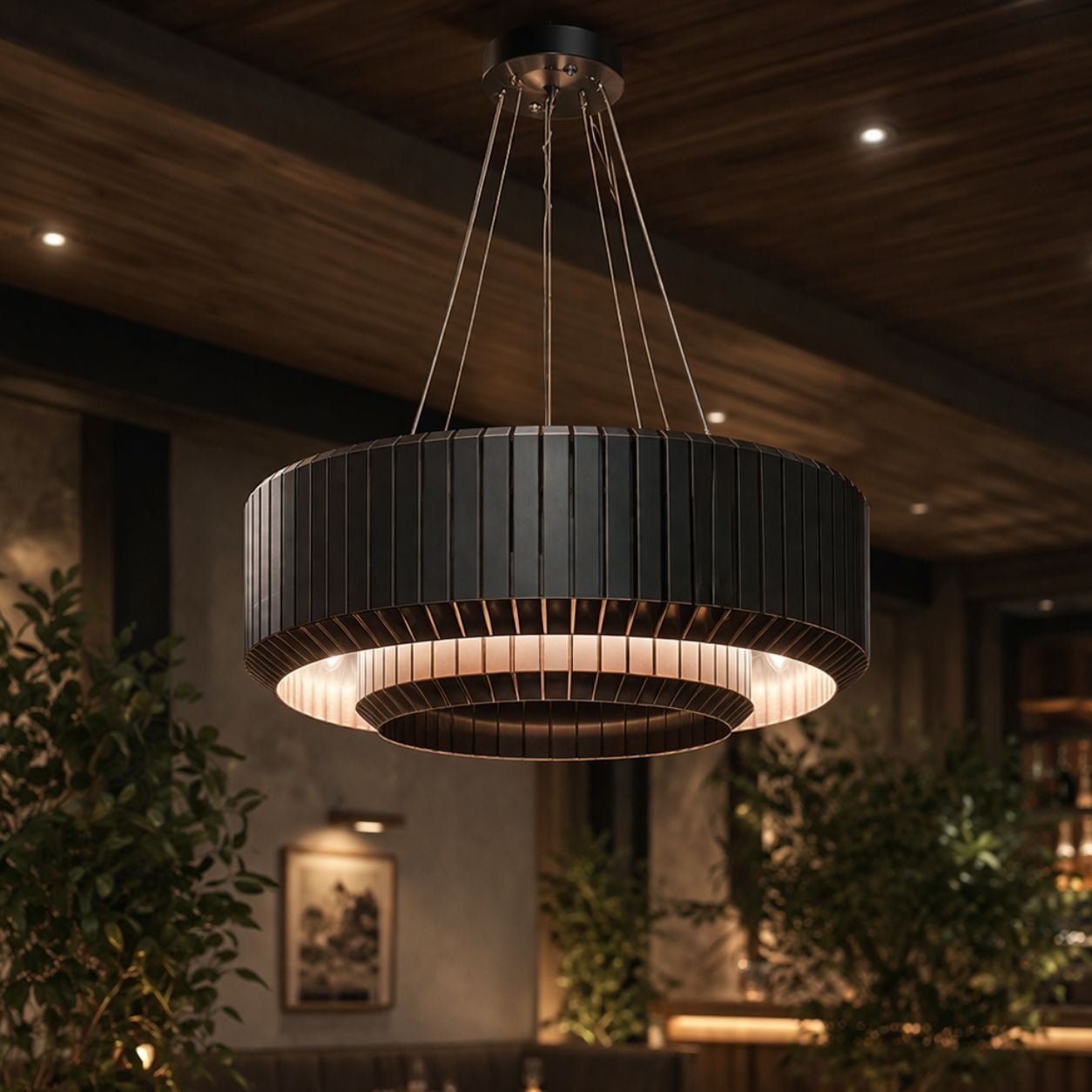 【2台在庫有！】【LA LUCE】デザイン照明　16灯　ダークブラウン（Φ800×H350mm）