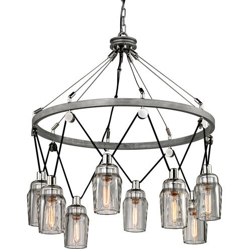 【TROY】アメリカ・デザイン照明 シャンデリア「Citizen」8灯  GRAPHITE AND POLISHED NICKEL（Φ857×H978mm）