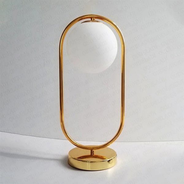 【リーズナブル】モダンガラスボールテーブルライト　1灯・ゴールド／ブラック（W200×430mm）