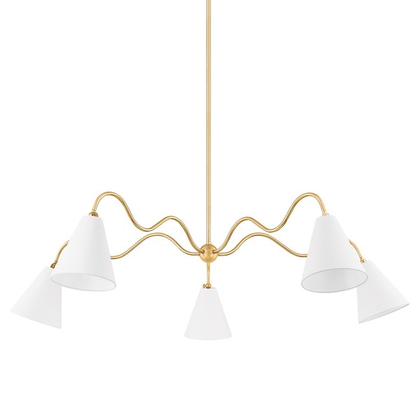 【MITZI】アメリカ・デザインシャンデリア「Onda」5灯 ゴールド（Φ1601×H362mm）