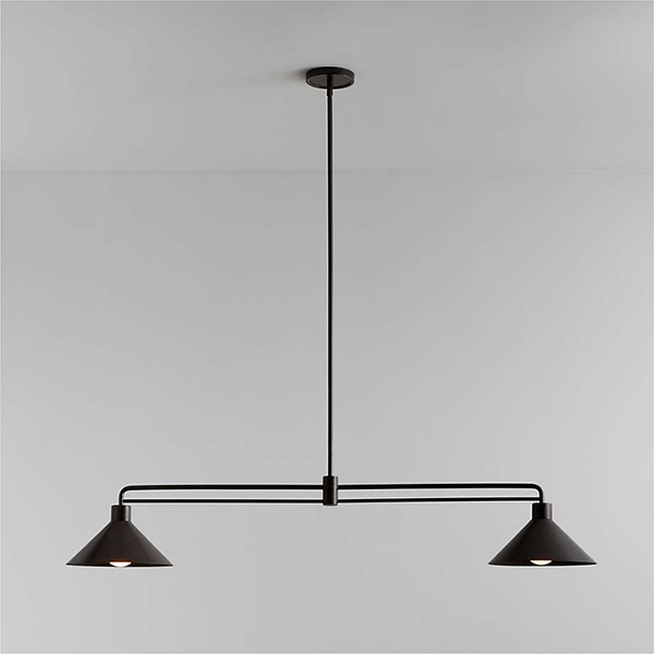 アメリカ・デザイン照明　ペンダントライト「Andre」Black・2灯（W1321×H203mm）