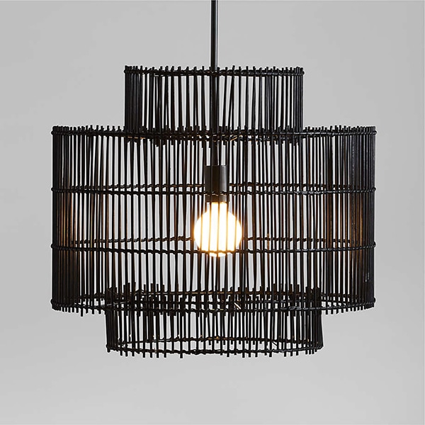 アメリカ・デザイン照明　モダンラタンペンダントライト「Noon」Black・1灯・Small（φ559×H499mm）