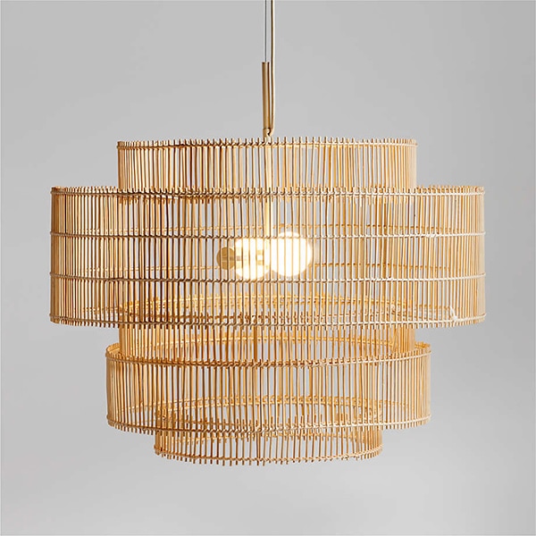 アメリカ・デザイン照明　モダンラタンペンダントライト「Noon」Natural・1灯・Large（φ813×H610mm）