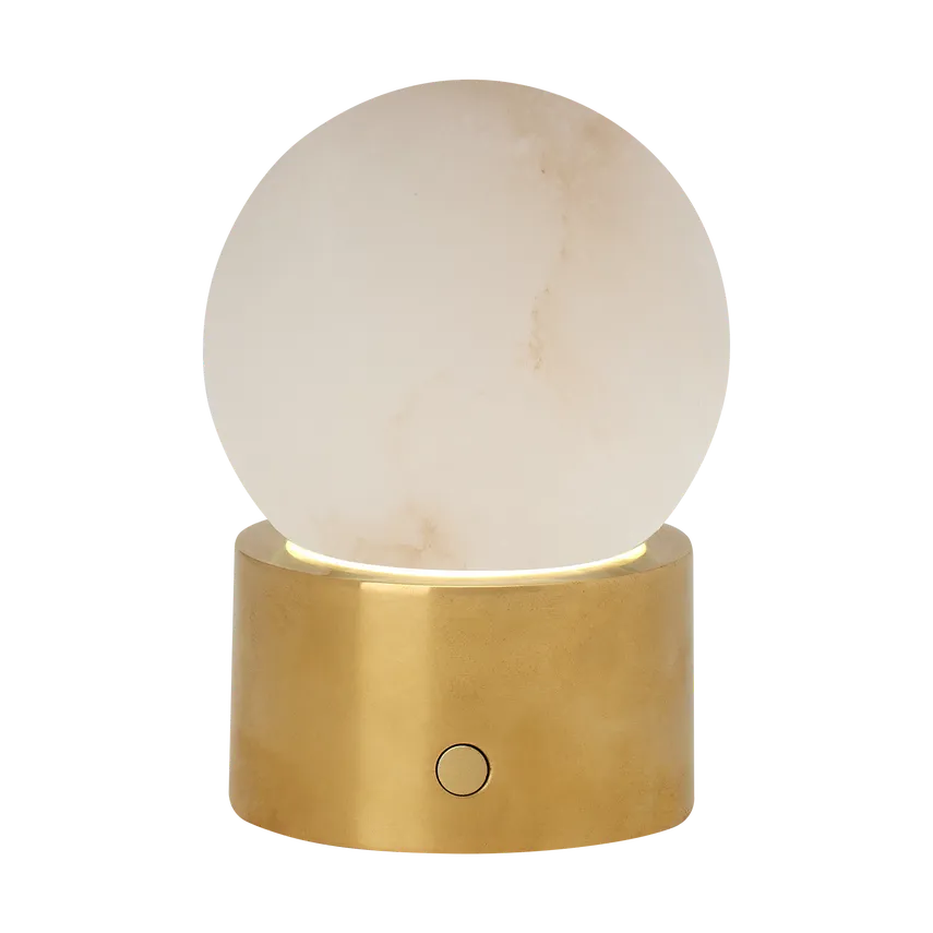 【TECH LIGHTING】アメリカ・テーブルライト「Mina Alabaster Accent Rechargeable Table Lamp」アンティークブラス（W101×L101×H139mm）