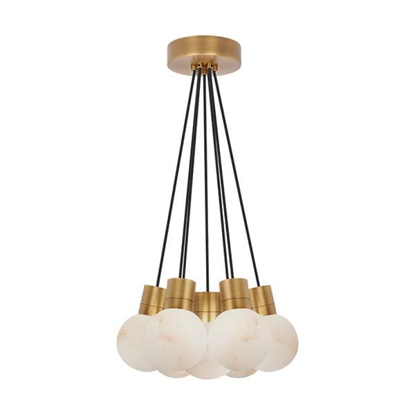 【TECH LIGHTING】アメリカ・モダン照明 ペンダントライト「Mina Alabaster 7-Light Small Chandelier」LED照明 ゴールド／ブラック（W356×D356×H194mm）