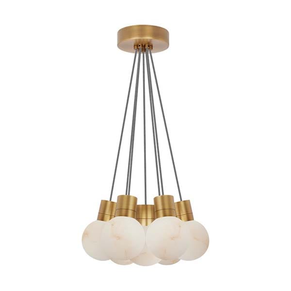 【TECH LIGHTING】アメリカ・モダン照明 ペンダントライト「Mina Alabaster 7-Light Small Chandelier」LED照明 ゴールド／ホワイト（W356×D356×H194mm）