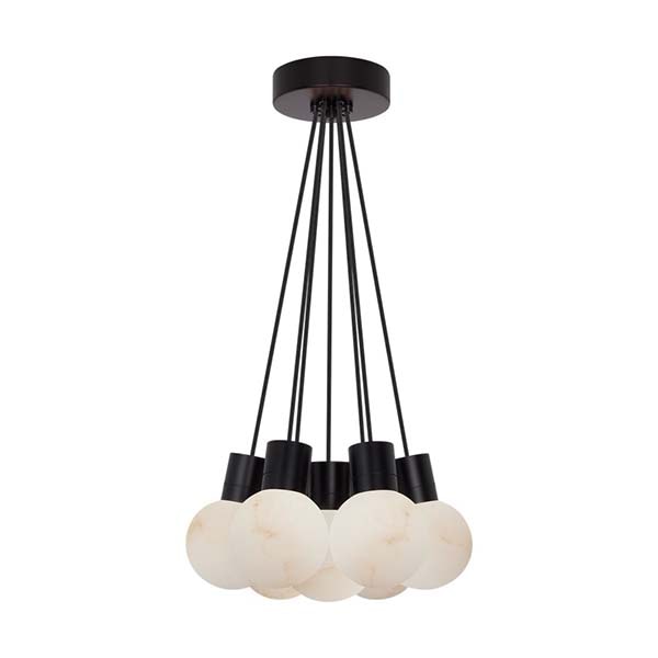 【TECH LIGHTING】アメリカ・モダン照明 ペンダントライト「Mina Alabaster 7-Light Small Chandelier」LED照明 ブラック／ブラック（W356×D356×H194mm）