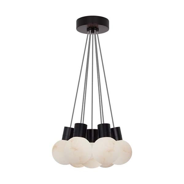 【TECH LIGHTING】アメリカ・モダン照明 ペンダントライト「Mina Alabaster 7-Light Small Chandelier」LED照明 ブラック／ホワイト（W356×D356×H194mm）