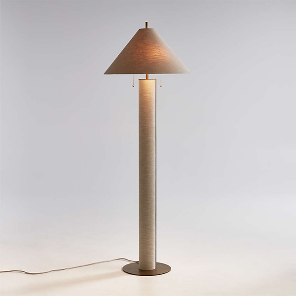 アメリカ・デザイン照明　ファブリックテーブルライト「Remi」Ivory・2灯（φ584×H1661mm）