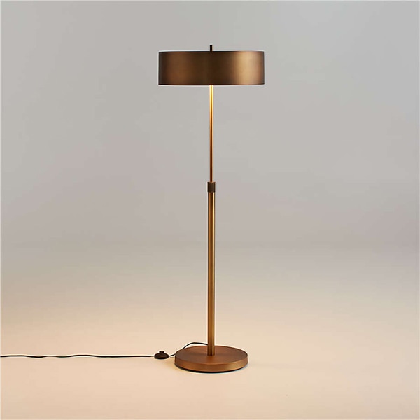 アメリカ・デザイン照明　モダンメタルフロアランプ「Zain」Brass・2灯（φ470×H1651mm）