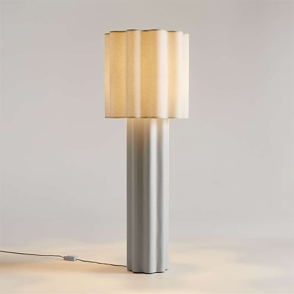 アメリカ・デザイン照明　モダンファブリックフロアランプ「Ola」White・2灯（φ559×H1651mm）