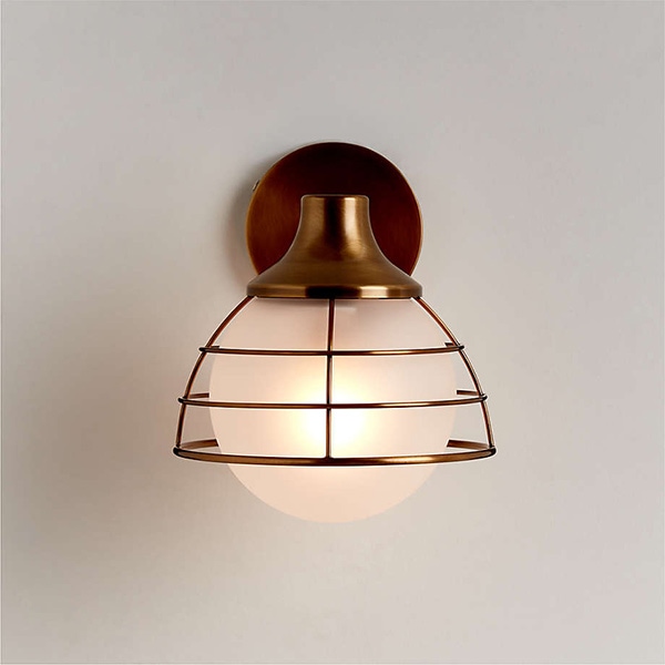 アメリカ・デザイン照明　モダンメタルウォールライト「Fairfax」Brass・1灯（φ187×D235×H233mm）