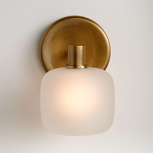 アメリカ・デザイン照明　ガラスシェードウォールライト「Colombe」Brass・1灯（φ130×D130×H145mm）