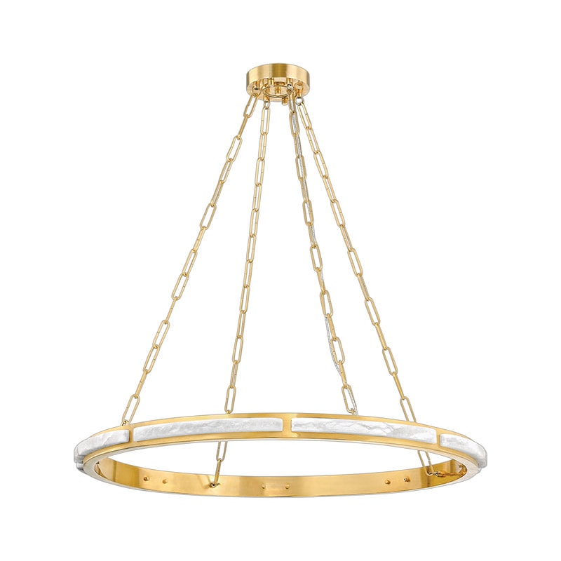 【HUDSON VALLEY】アメリカ・デザイン照明 LEDリングシャンデリア「WINGATE」ゴールド×アラバスター（φ917×H50mm）