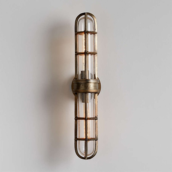 アメリカ・デザイン照明　モダンメタルウォールライト「Boathouse」Brass・2灯（W127×D191×H711mm）