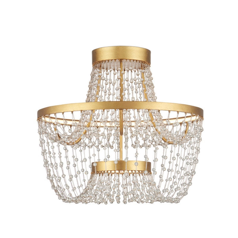 【CURREY】アメリカ・デザイン照明 LED シーリングライト「Mademoiselle」ゴールド（φ550×H520mm）