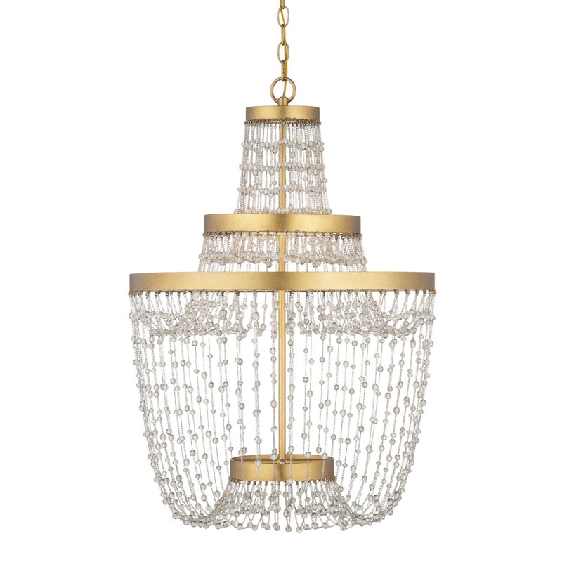 【CURREY】アメリカ・デザイン照明 LED シャンデリア「Mademoiselle」L ゴールド（φ550×H820mm）