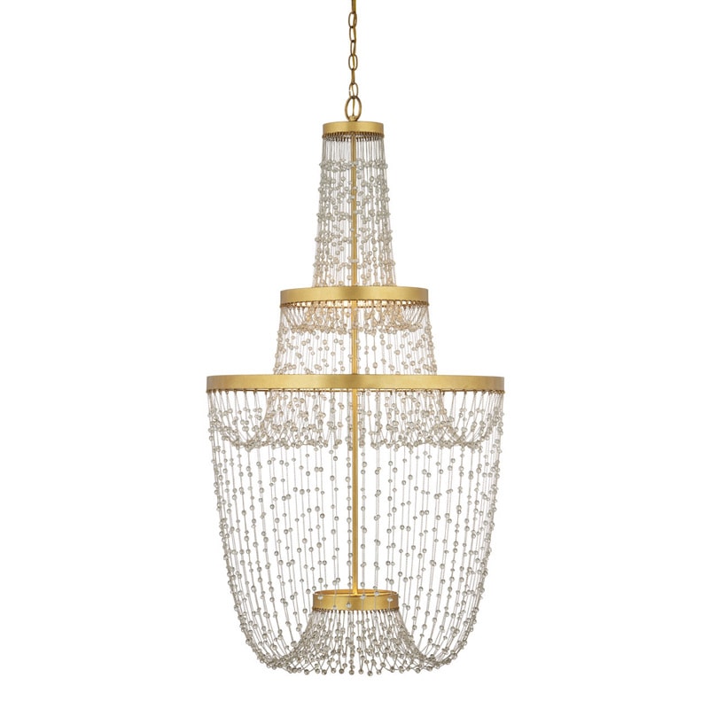 【CURREY】アメリカ・デザイン照明 LED シャンデリア「Mademoiselle」Grande ゴールド（φ690×H1340mm）