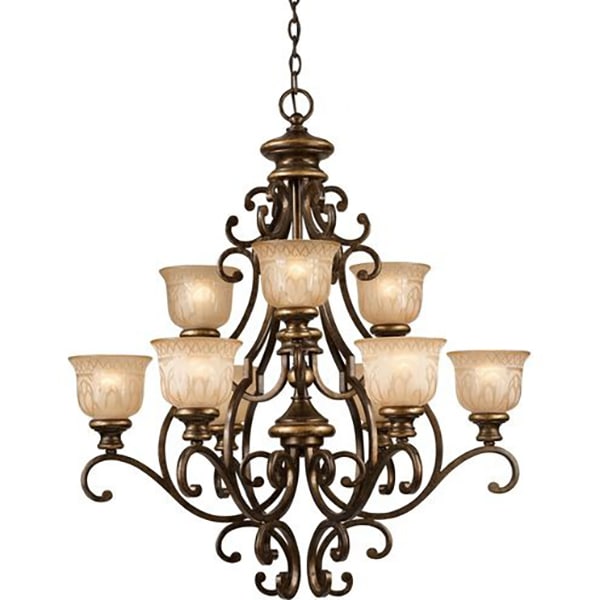【CRYSTORAMA LIGHTING】シャンデリア「Norwalk」 9灯 ブロンズ (W864×H934mm)