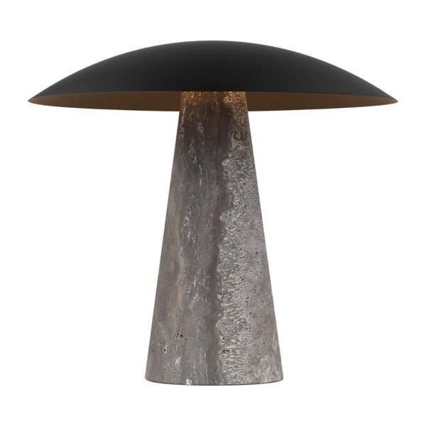【TECH LIGHTING】アメリカ・テーブルライト「Aegis Medium Travertine Table Lamp」グレー（W463×D463×H422mm）