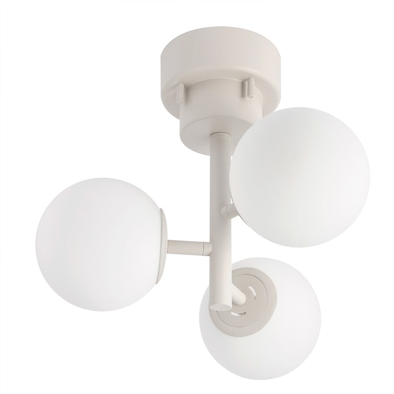 北欧スタイル ガラスボールシーリングライト3灯「TINY GLASS CEILING LIGHT 3」グレージュ（Φ420×H360mm）