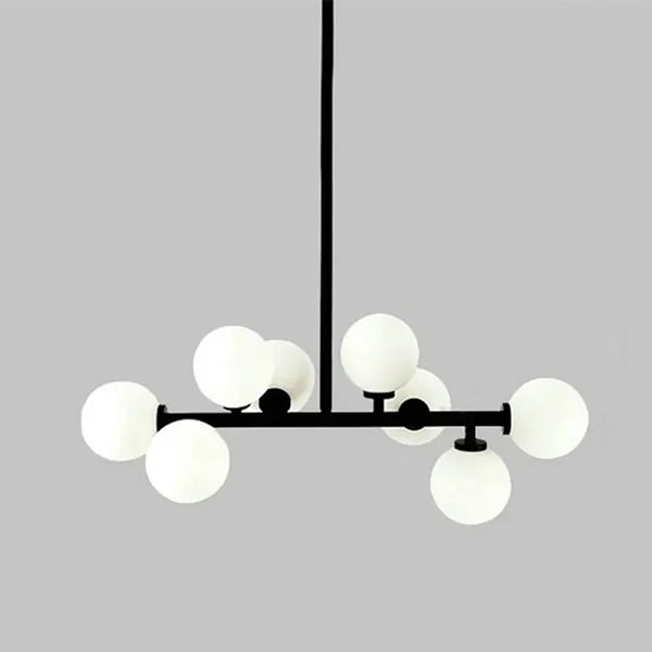 ガラスボールシェード照明　シーリングペンダントライト　ブラック（W550／950mm）