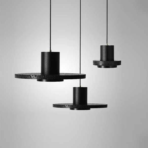 【法人様・店舗様限定】デザイン照明　モダンストーンペンダントライト　ブラック（φ180／280／330mm） 